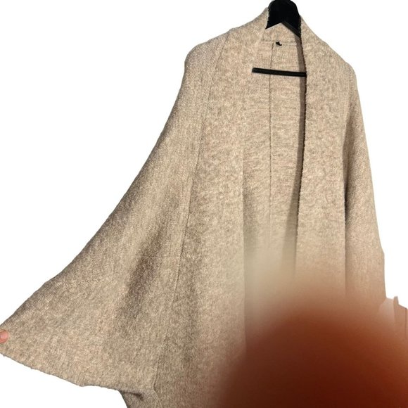 Marla Wynne Tan Kimono Wool Blend Kimono Oversized Open Front Cardigan Medium - Picture 2 of 7